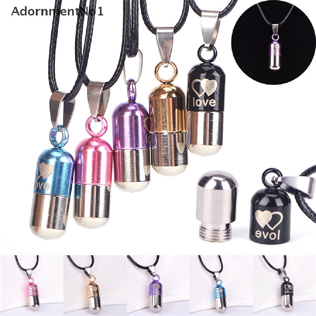 (AdornmentNo1) Kalung Rantai Dengan Liontin Kapsul Metal Mini Holder Abu Kremasi