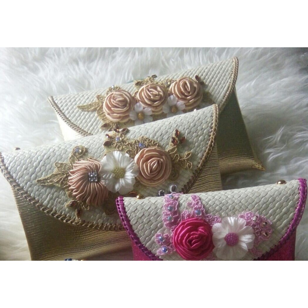 Clutch Anyaman Pandan/Clutch Hias/Clutch handmade/Clutch Pesta/Tas Pesta/Tas Hias/Dompet Pesta