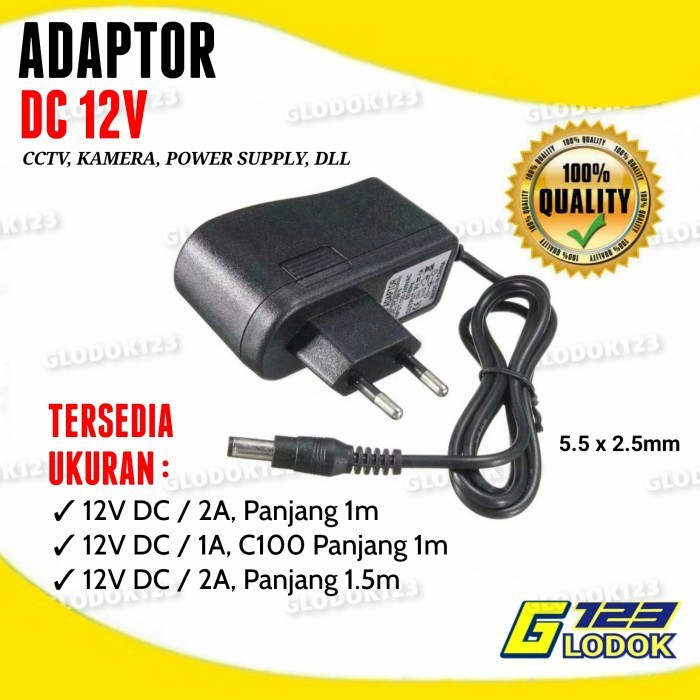 Adaptor Adapter DC 12V 1A 2A Kamera CCTV Lampu LED Power Supply STB
