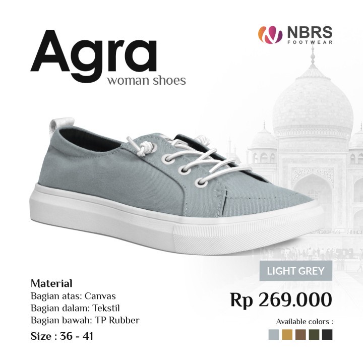 Nibras Footwear Sepatu Agra Women Bahan Canvas Sepatu Tali Kasual Wanita