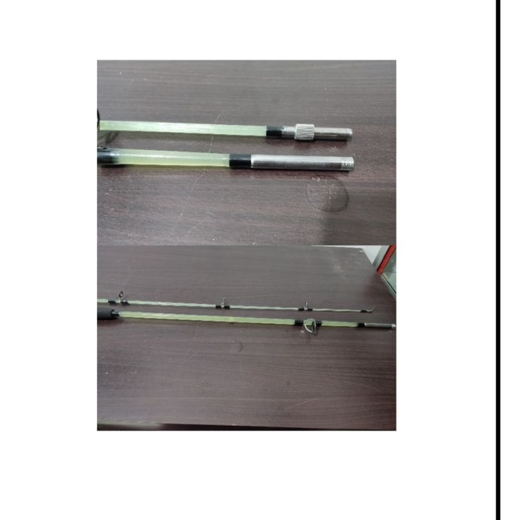 Joran pancing laut sambung 2 fiber transparan panjang 240cm sambungan drat  packing pakai pipa, aman