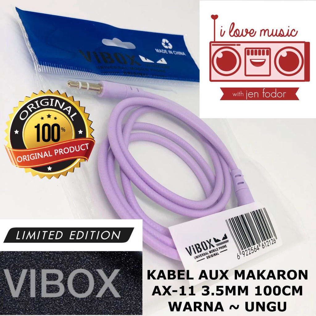 Kabel AUX AUDIO Jack 1in1 untuk Handphone / komputer ke speaker KABEL AUX MACARON VIBOX