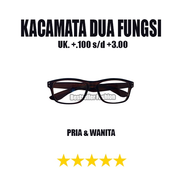 NEW !! KACAMATA BACA DAN JALAN 2 IN 1 LENSA DOUBEL FOKUS +1.00 s/d +3.00 UNTUK PRIA DAN WANITA NOCASE