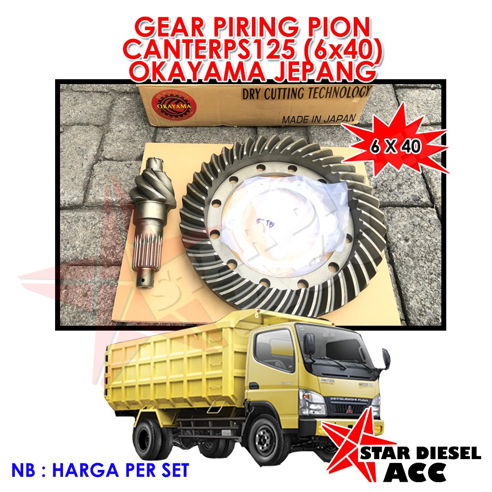 GIGI NENAS DAN GIGI PIRING CANTER PS125 GEAR SET PIRING PION OKAYAMA J