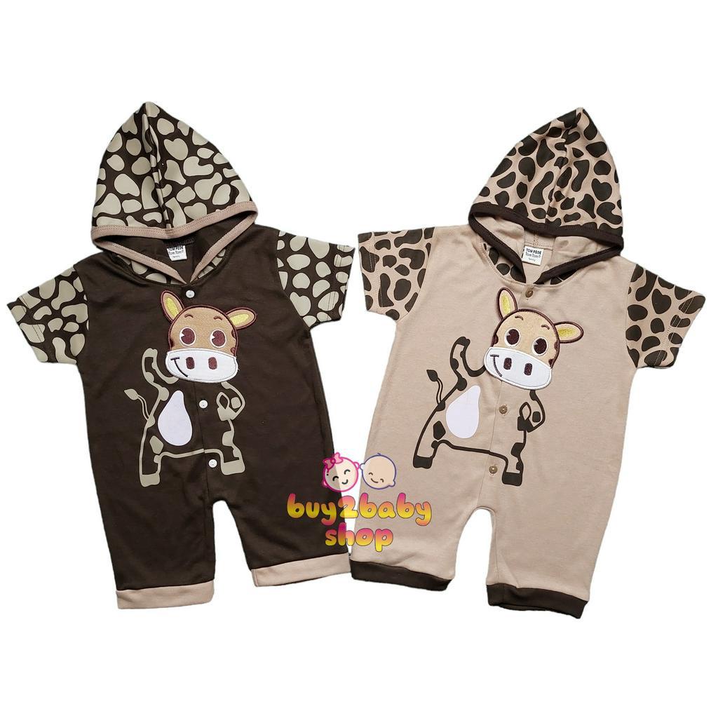 Jumper pendek romper bayi dengan hoodie Cow Series Tom Pege Tom-Tom 6-12 Bulan 1 PCS