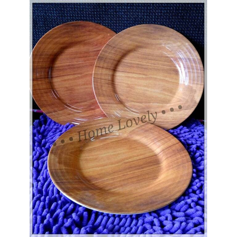 (3pcs) Piring Melamin Onyx Bulat Ceper Centris 10" Motif Kayu