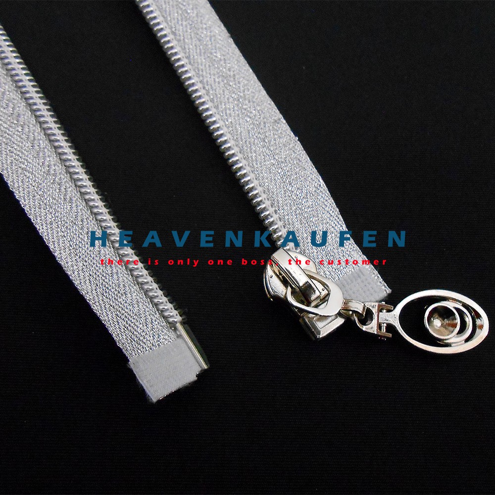 Resleting Zipper Retsleting 50 cm Silver Perak Blink Blink Mengkilap Untuk Busana Wanita Dll