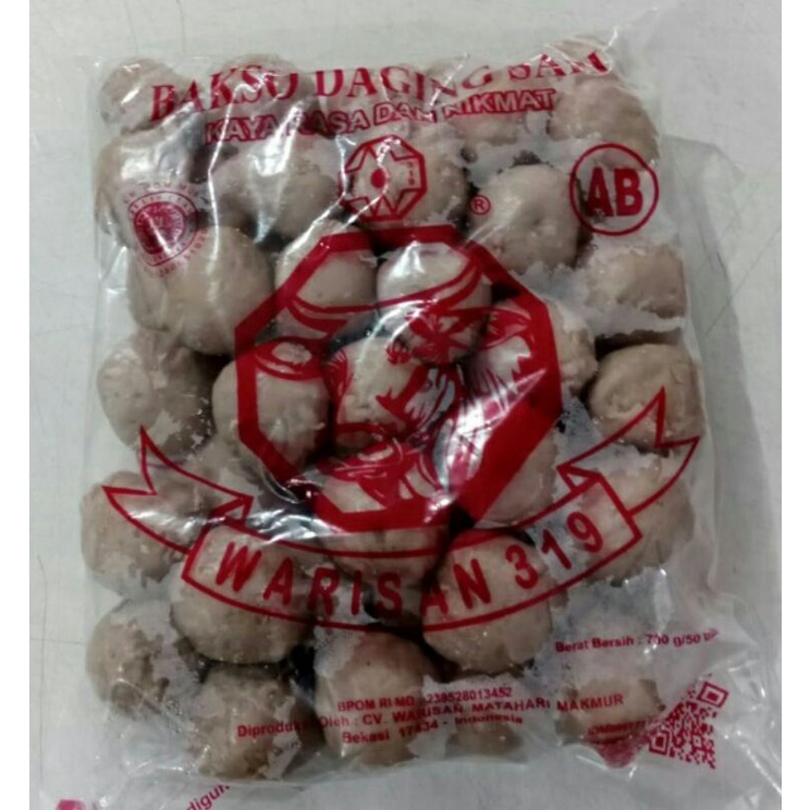 Jual Bakso Daging Sapi Warisan 319 Ab Merah Isi 50 Pcs Shopee Indonesia