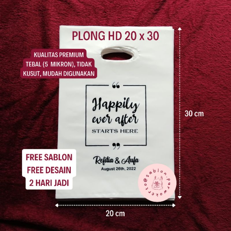 [KUALITAS PREMIUM] PLASTIK KANTUNG KRESEK SABLON PLONG HD 20X30 TEBAL 5 MIKRON FREE DESAIN