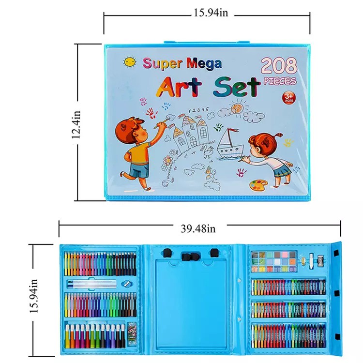 Art set Crayon Anak Pengasah 208pcs DAN 150pcs Set Alat Menggambar Melukis anak