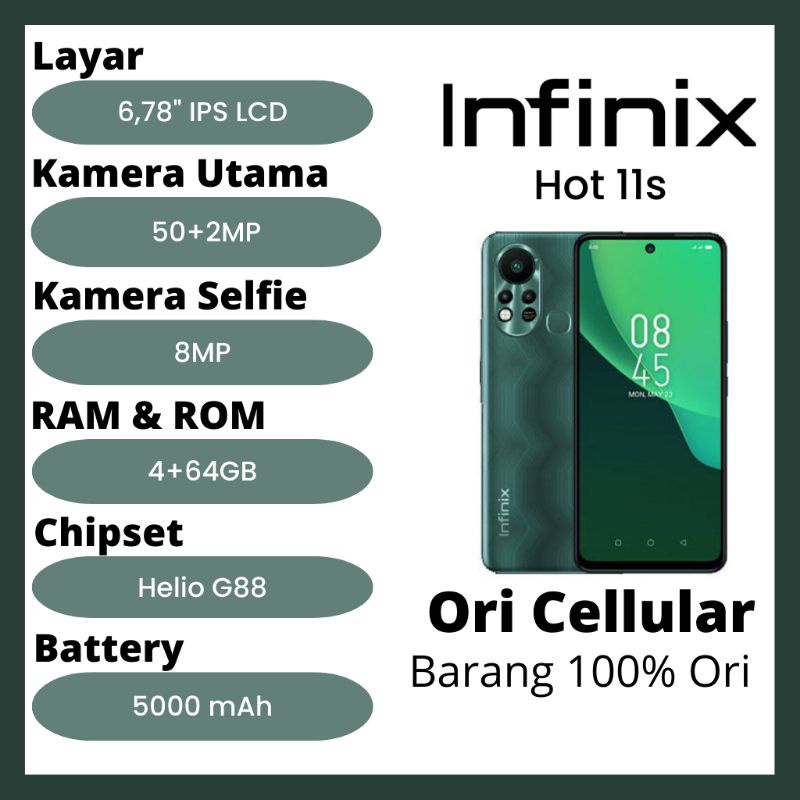 Infinix Hot 11S NFC (6+128GB) +Hot 11 play (4+64GB) Garansi Resmi - FREE EARPHONE/HEADSFREE