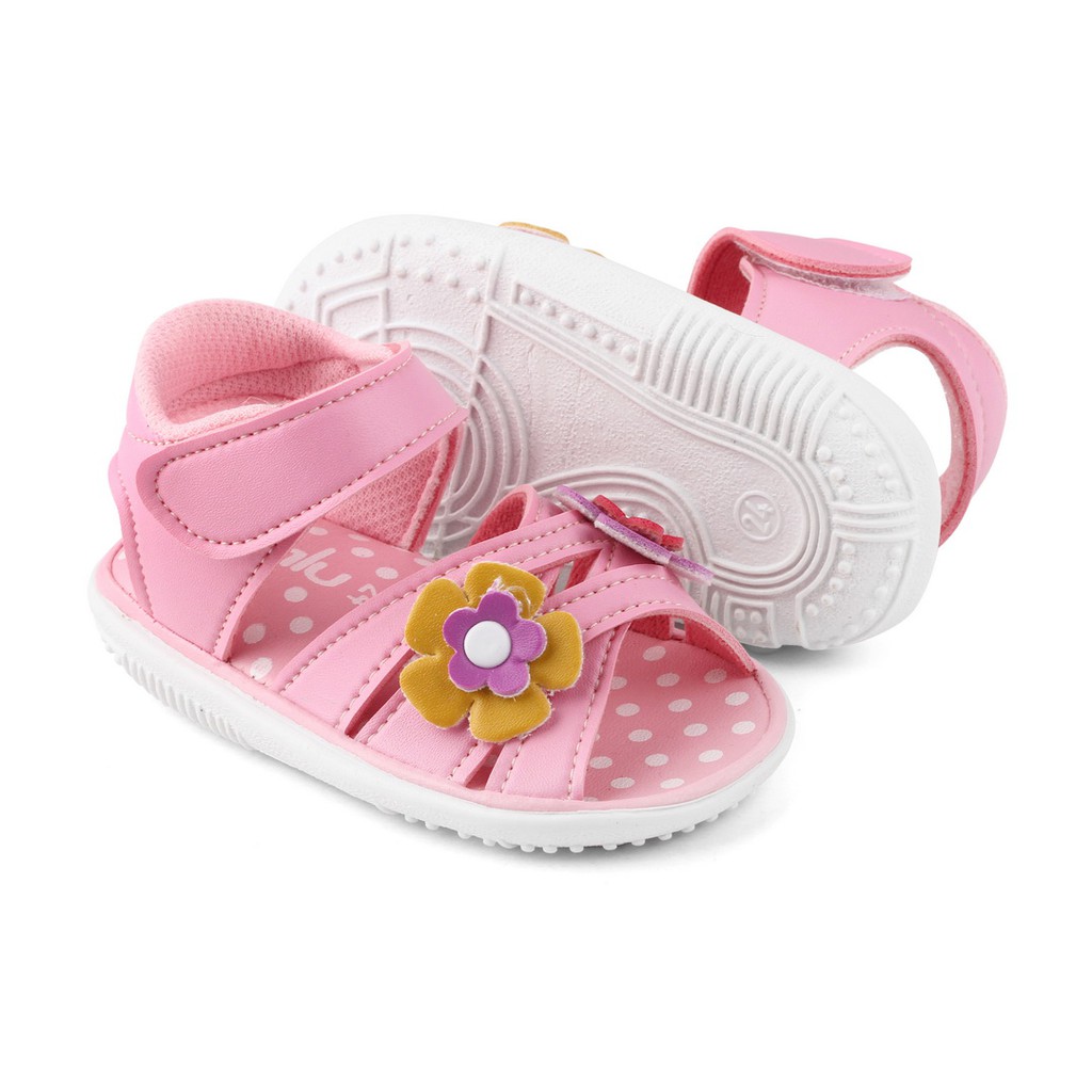 SANDAL ANAK PEREMPUAN 1 TAHUN AKSESORIS BUNGA JB01 PINK