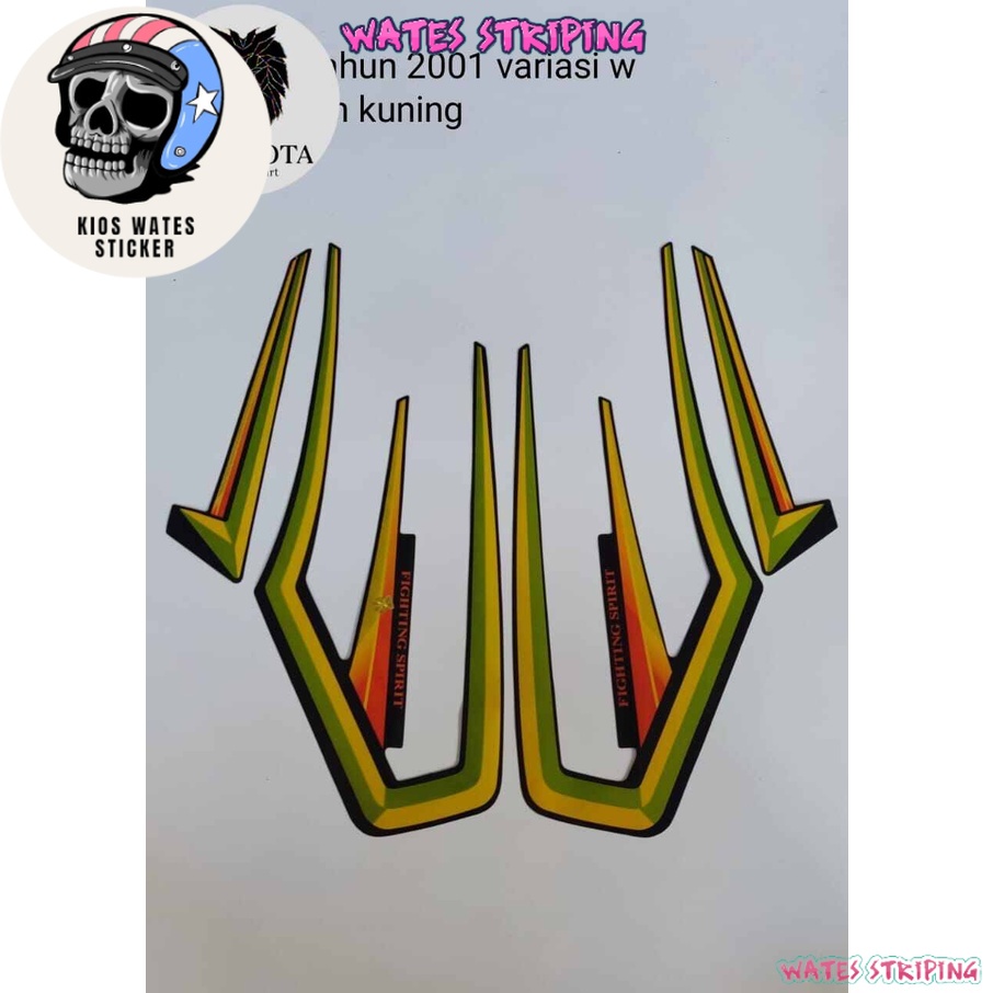 Striping Sticker Lis Les Polet motor rx king 2001 variasi warna hitam kuning lis body motor berkuali
