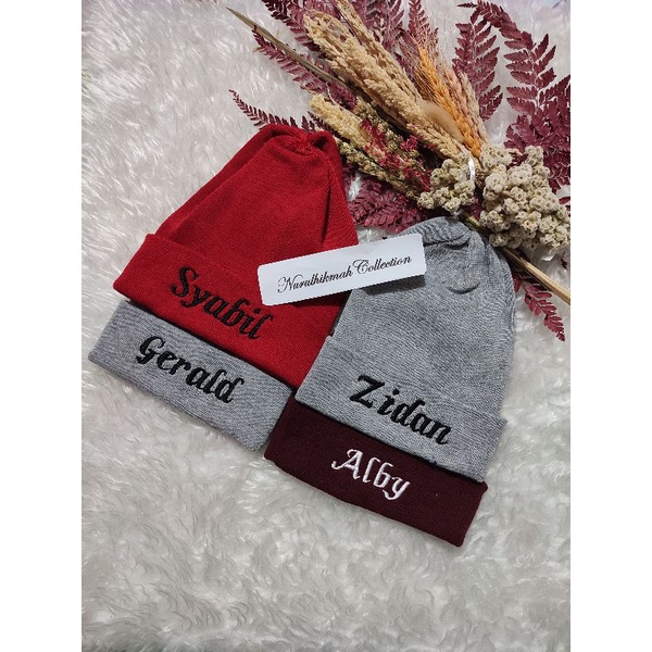 Kupluk anak GRATIS Custom bordir nama suka suka Usia 1-12 Tahun