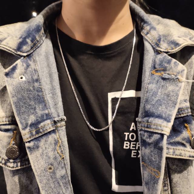 Kalung Rantai Tipis Warna Silver Kalung Pria / Kalung Cowo Aksesoris Pria