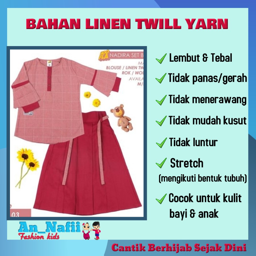 Baju Setelan Anak Perempuan Tanggung Sabina One Set Usia 5 - 12 Tahun Hooflakids Kualitas Premium