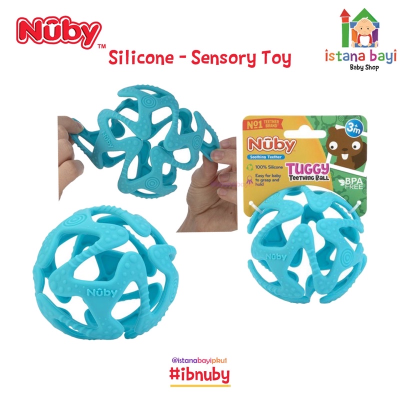 Nuby Tuggy Teething Ball - Mainan Teether Silicone / Mainan Gigitan Bayi