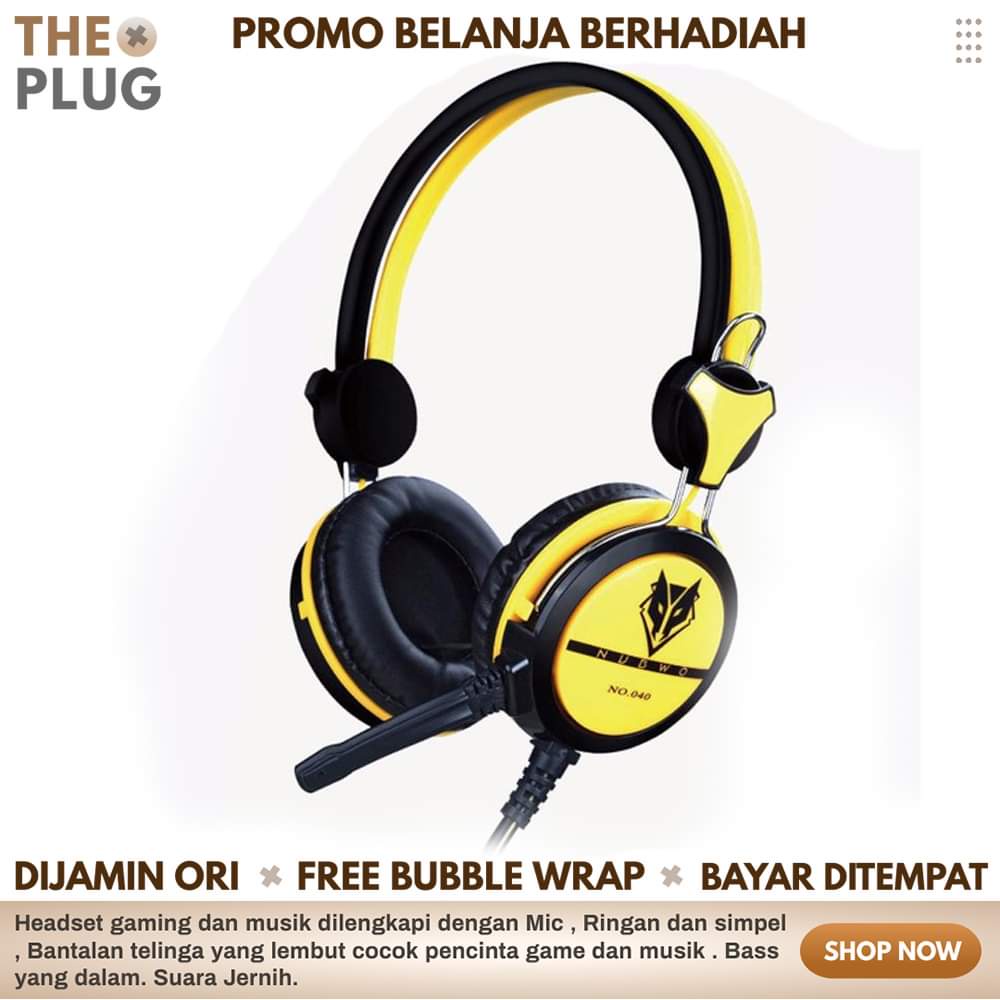 Headphone Headset hedset Gaming Bass Super Laptop Android Kabel with Mic Nubwo