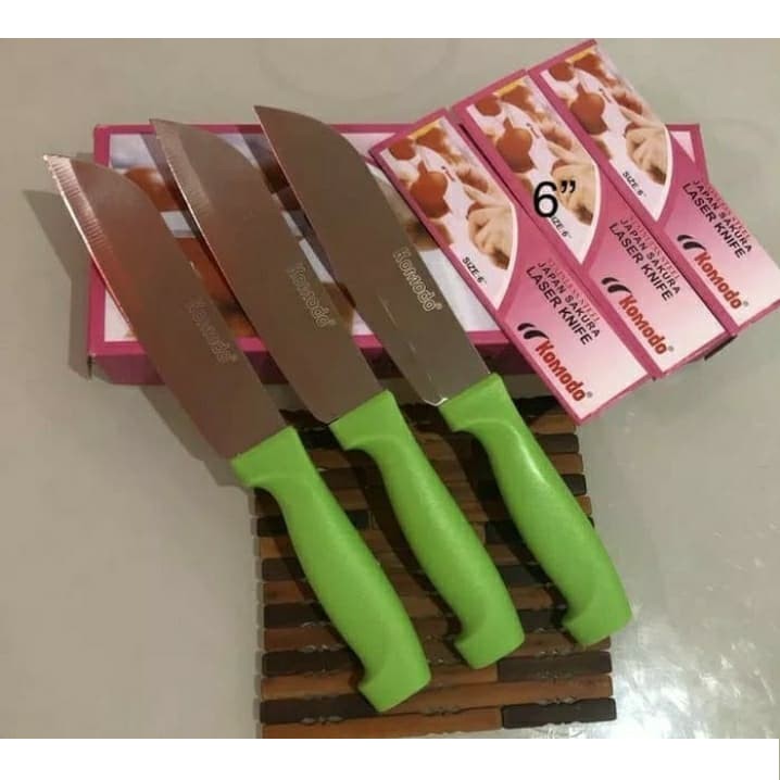 KOMODO Pisau Dapur Sakura Gagang Hijau 6 Inch