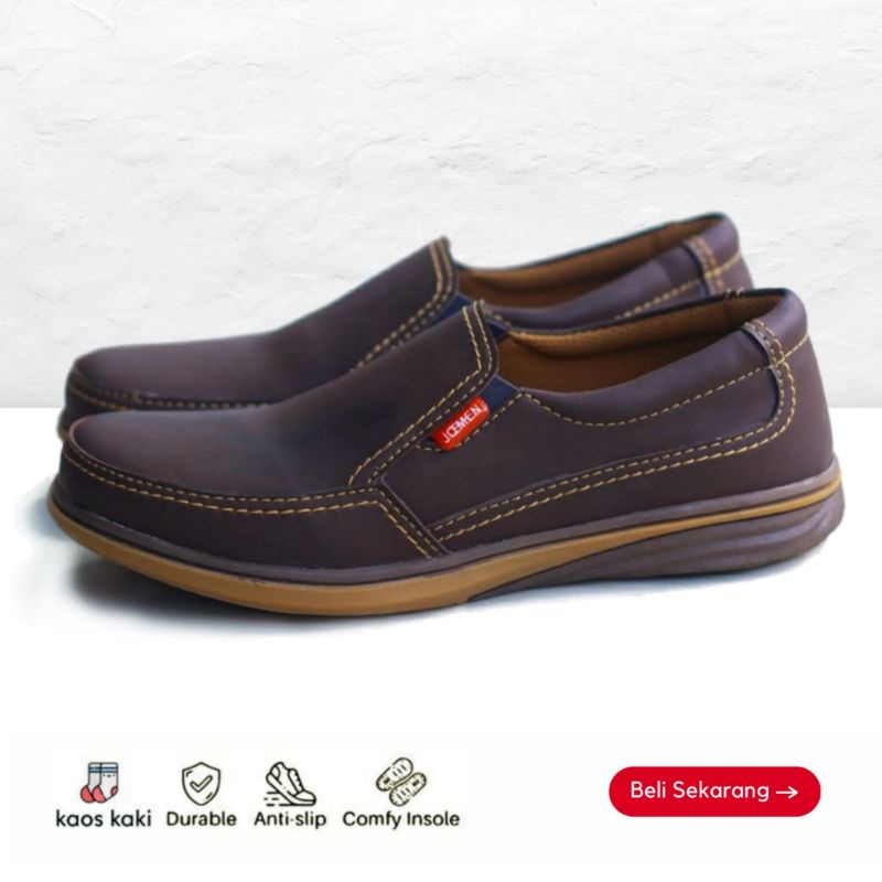 Sepatu Kulit Pria Slip on Import Original Termurah J 75 | Sepatu Selop Pria | Sepatu kerja Kantor