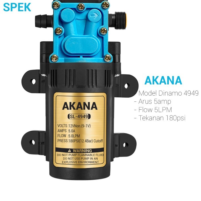 Pompa AIR DC High Pressuare  12 Volt AKANA 4949 - OTOMATIS TEKANAN TINGGI