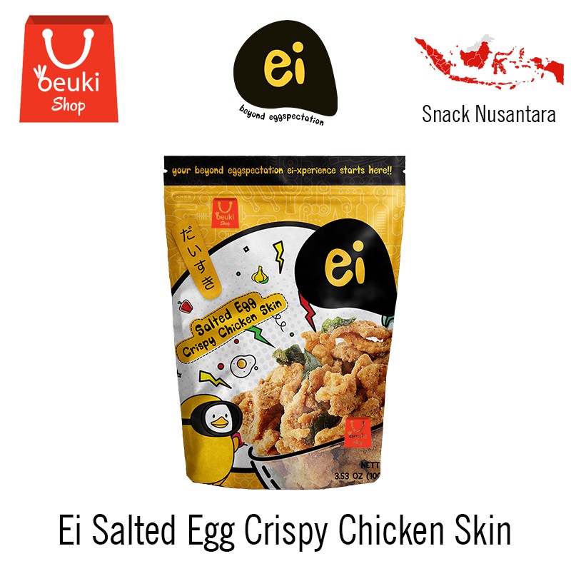 

Ei Salted Egg Crispy Chicken Skin Keripik Kulit Ayam Dengan Telur Asin Premium - 80gr