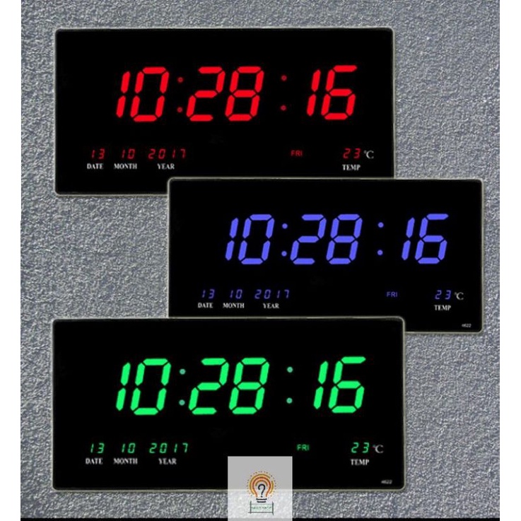 JAM Digital Clock / Jam Dinding Digital 4622 LED Merah/ Hijau /Biru