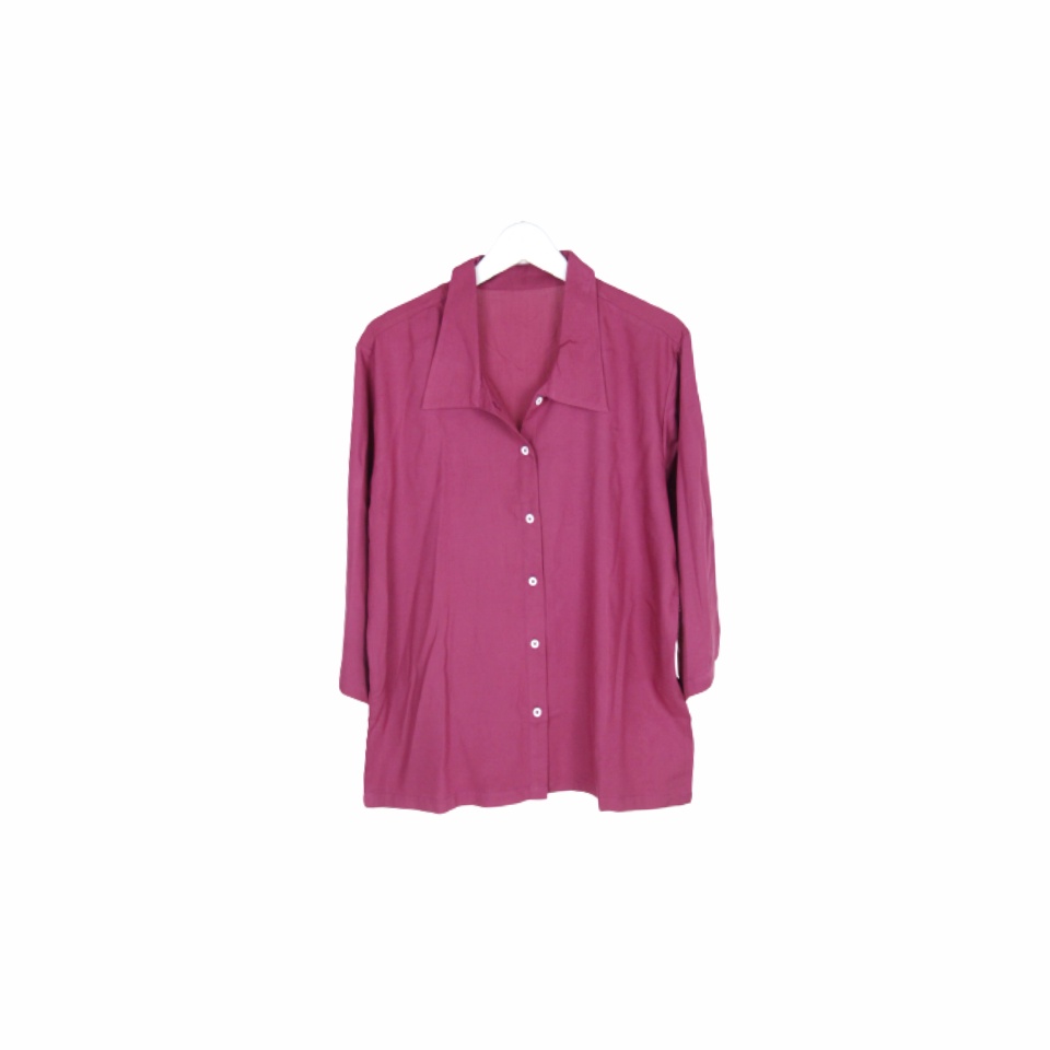 BLOUSE WANITA POLOS LENGAN PANJANG KATUN RAYON ORGANIK 7/8 ATASAN BLOUSE ALLSIZE-Blouse Magenta