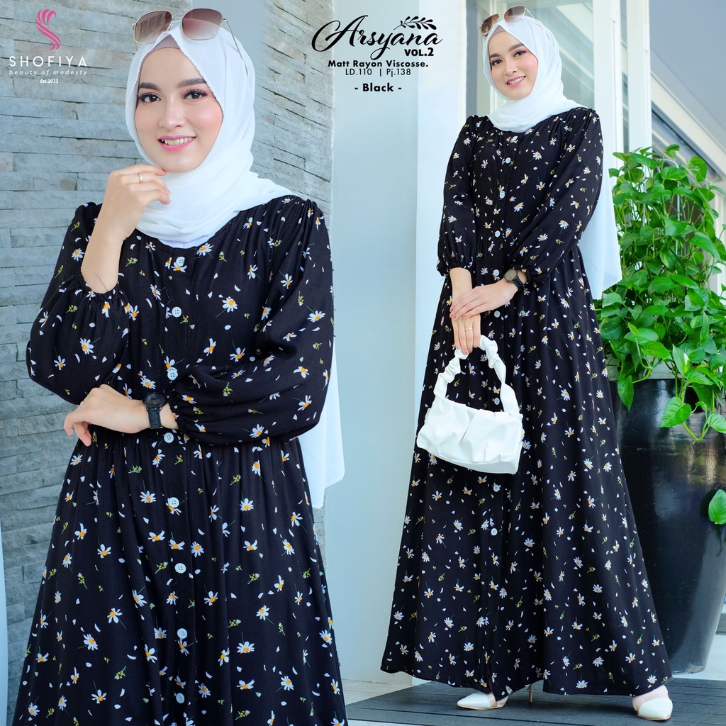 Gamis Murah Jumbo LD 110 Dress Motif Bunga Wanita