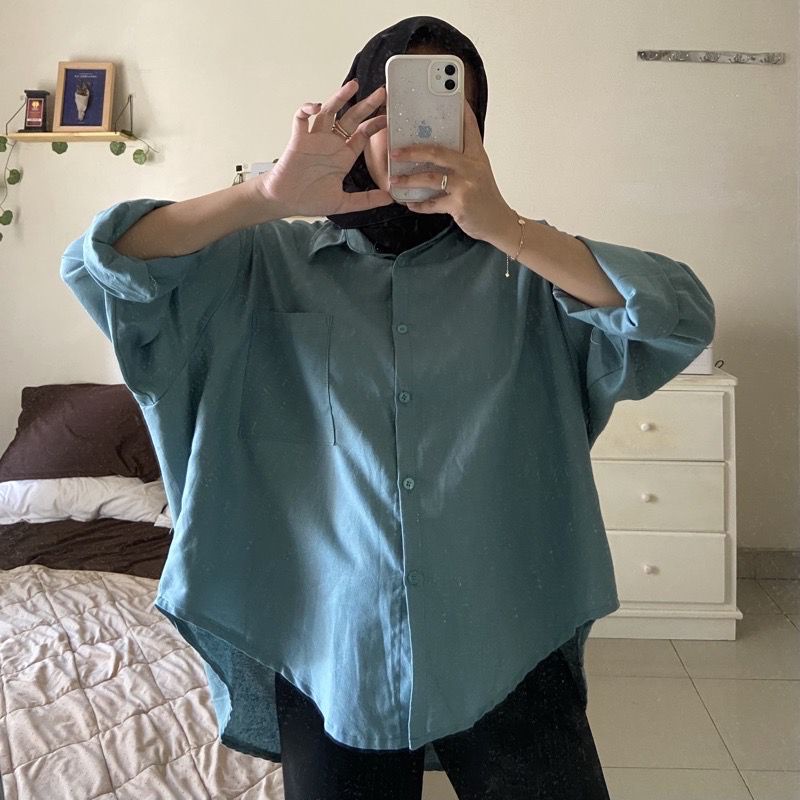 Kaira Shirt Kemeja Basic Wanita Terbaru dan Kekinian Bahan Linen / Kemeja Wanita / Kemeja basic / Kemeja Oversize / Blouse Jumbo