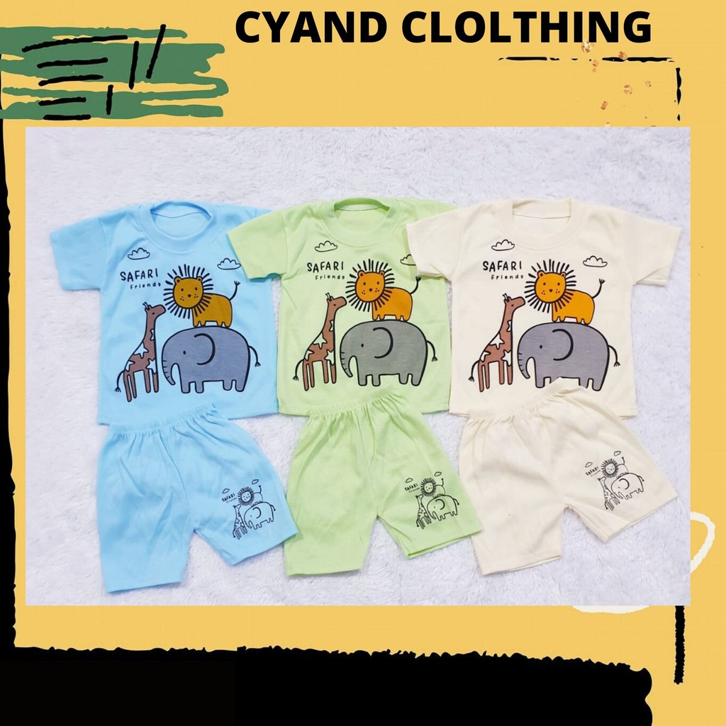 PIYAMA PENDEK SAFARI ANAK USIA 0-12 BULAN / CYAND CLOTHING / SET PAKAIAN BABY