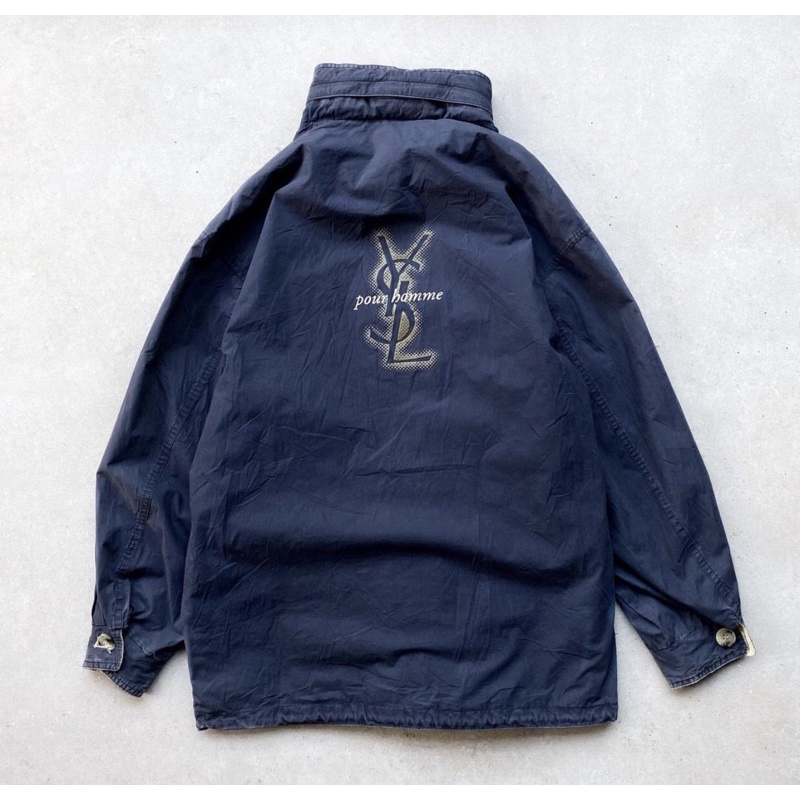 YSL pour homme reversible jacket hidden hoodie big logo