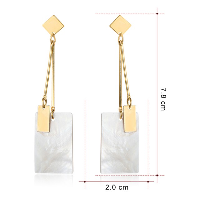 LRC Anting Tusuk Fashion Real Gold Alloy Shell Square Earrings F79764