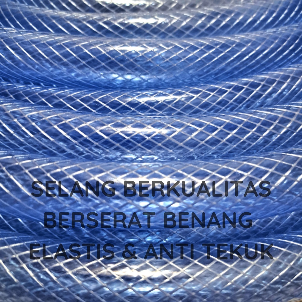 Selang Air Kristal Bening 1/2 5/8 3/4 inch 15 Meter - Selang Cuci Motor Serat Benang Elastis