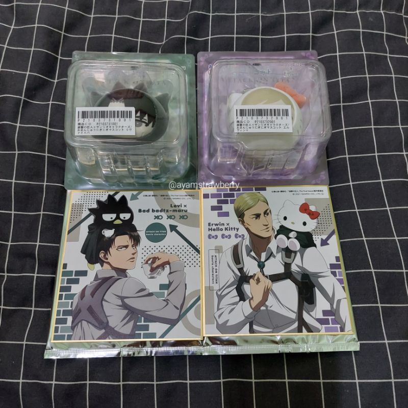 READY Attack on Titan x Sanrio Omanjuu Shikishi SET Levi Ackerman Erwin Smith