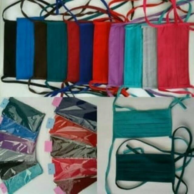 Masker Kain Hijau Warna Warni Random