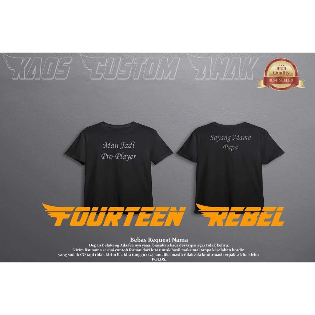 Kaos Anak Bordir Nama Suka Suka Lengan Pendek 1-12 Tahun