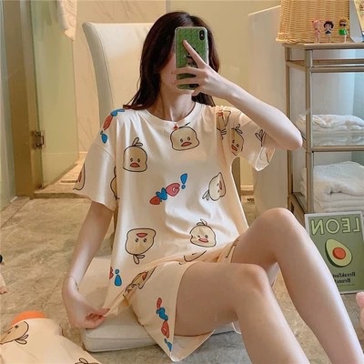 Baju Tidur Wanita Lengan Pendek Import Motif Kartun Pakaian Wanita Set Piyama