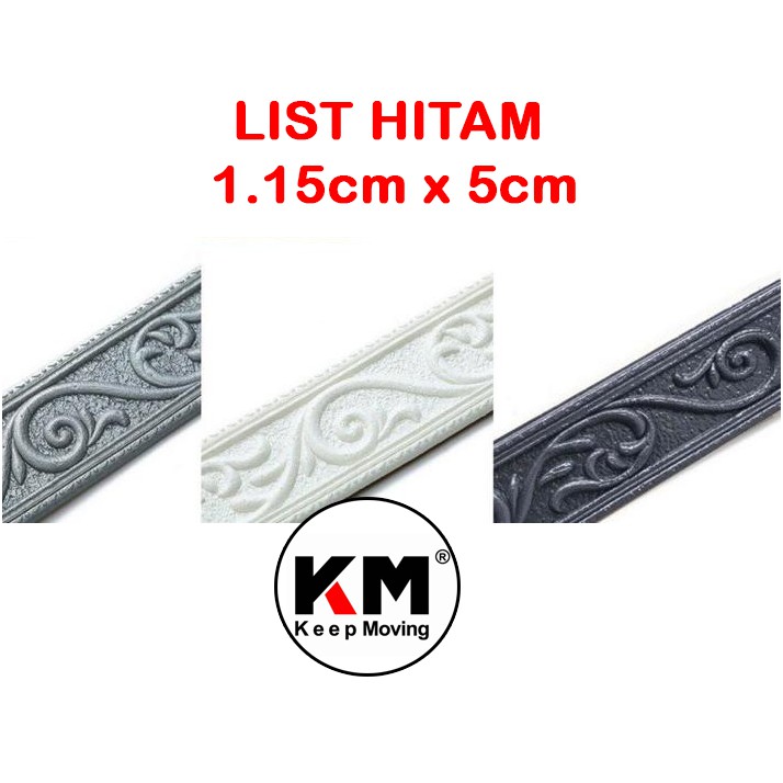 KM Wall Border List Wallpaper Wallborder Foam 3D-HITAM 115cm x 5cm