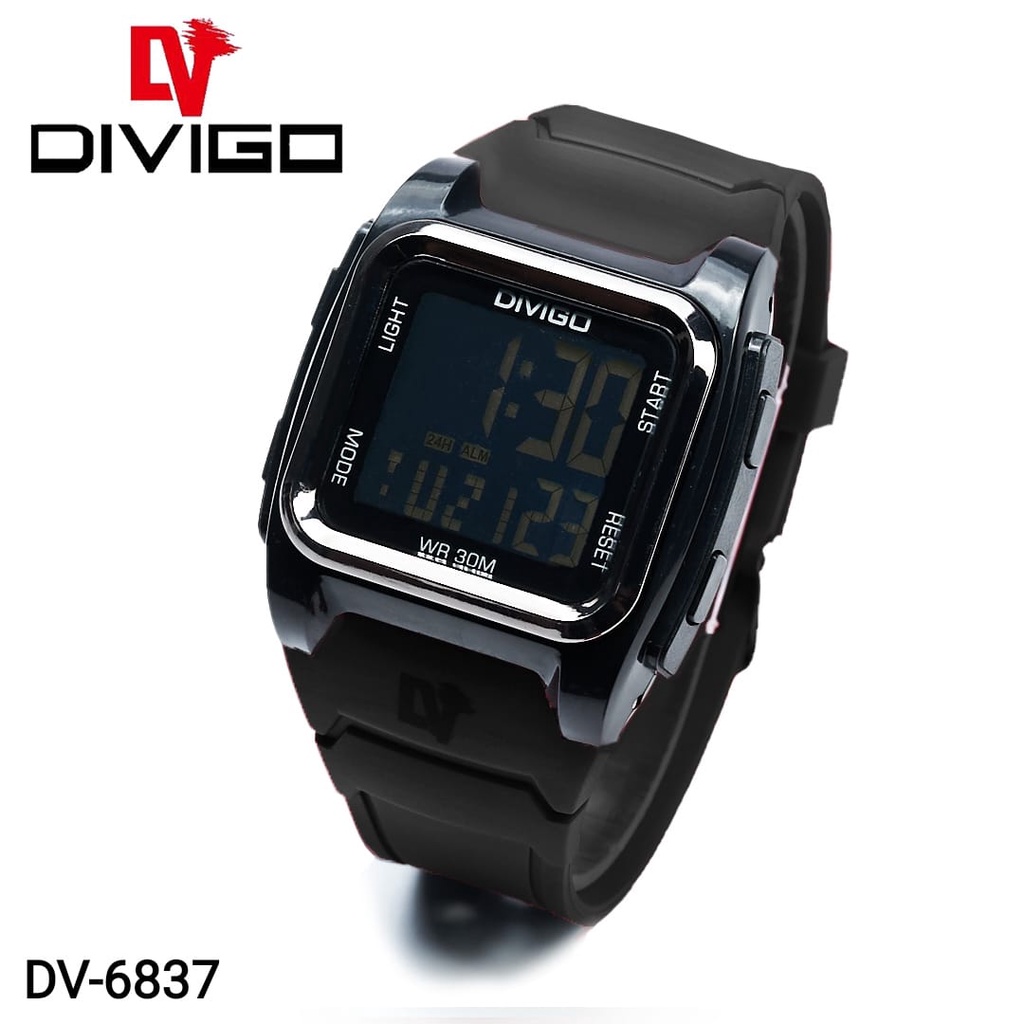 Jam Tangan Pria Digital DIVIGO DV-6837 Man / Jam Tangan Digital LED Original Water Resistant 3ATM