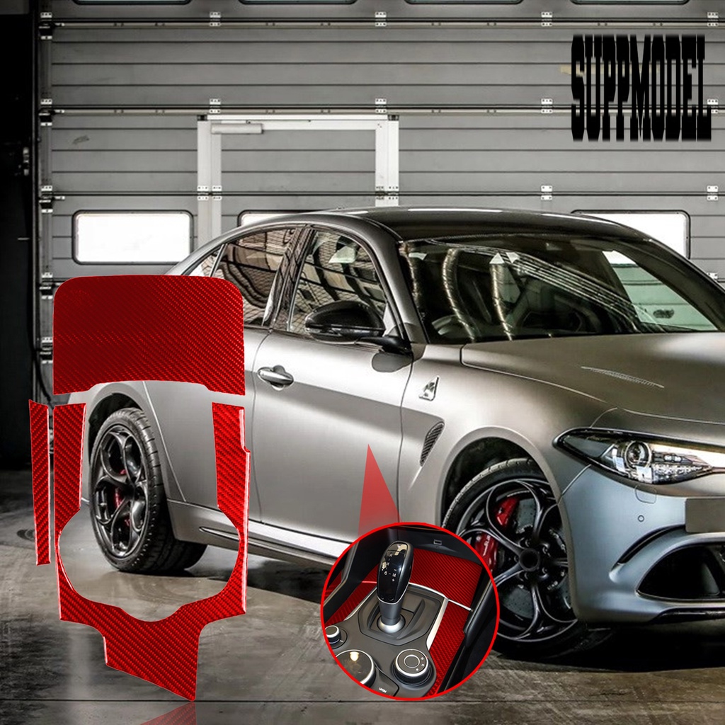 Suppmodelx &lt; 3Pcs / Set Sticker Dekorasi Panel Shifter Gigi Mobil Alfa Romeo Giulia 17-19 Kanan Bahan Serat Karbon