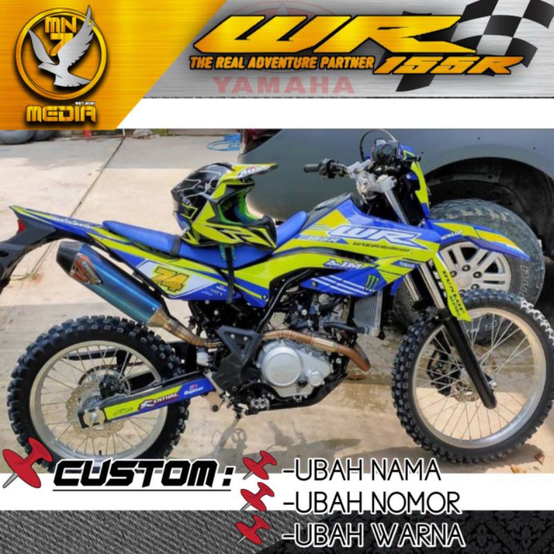DECAL STIKER YAMAHA WR 155R Kombinasi Stabillo + nomor Gold ~Decal sticker yamaha wr 155r~Dekal Supe