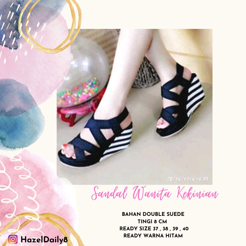 Sandal Wedges Tali Wanita Sol Tebal / Sandal Remaja Model Terbaru 2020