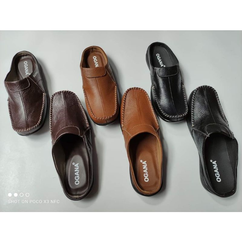 Sepatu Selop Bustong Casual Kulit Pria Ogana 01 ( Produksi Sendiri )