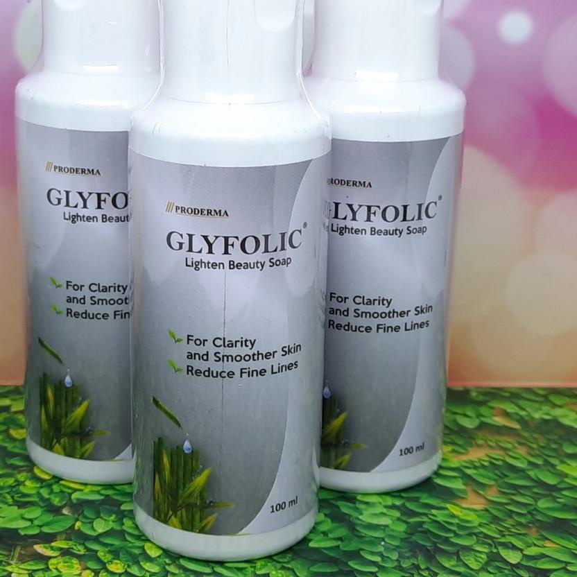 ❁ Glyfolic 100ml Lighten Beauty Soap 100ml AHA Glycolic Acid Whitening Flek Anti Aging ➺