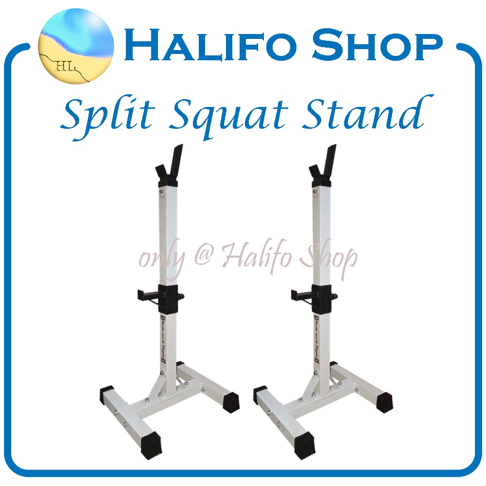 SPLIT Squat Stand Adjustable - Bench Press Rack Set - Squat Rack - White