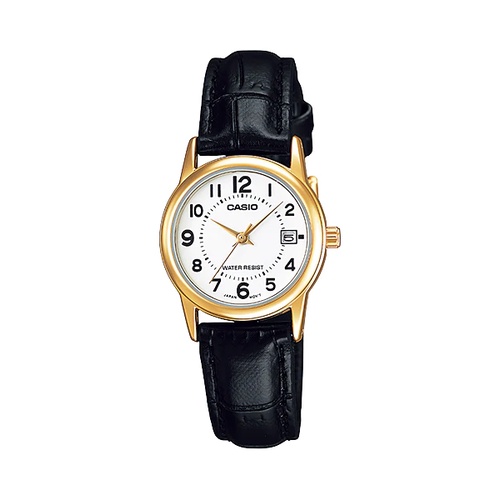 Casio Original LTP V002GL / LTP-V002GL-1B 7B 9B Jam Tangan Kulit Wanita Analog Gold