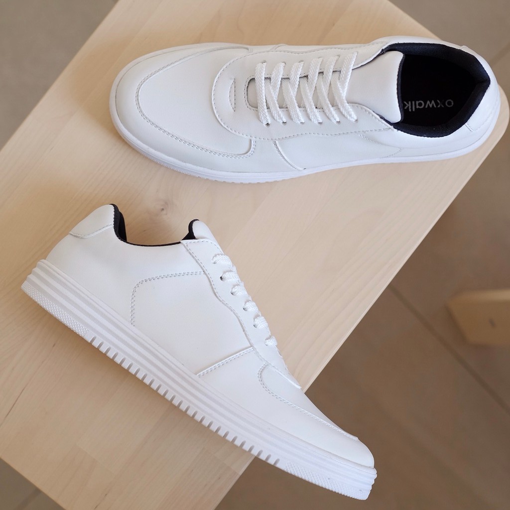 Sepatu Putih Pria Sneakers Casual Polos Kulit Kasual Cowok Sepatu Putih Pria Sneakers Casual Polos Kulit Kasual Cowok
