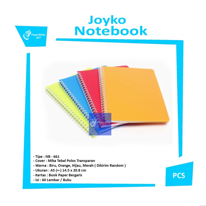 

[READY STOCK] Notebook Buku Catatan Buku Tulis Spiral A5 JOYKO Note Book NB-661 - Random