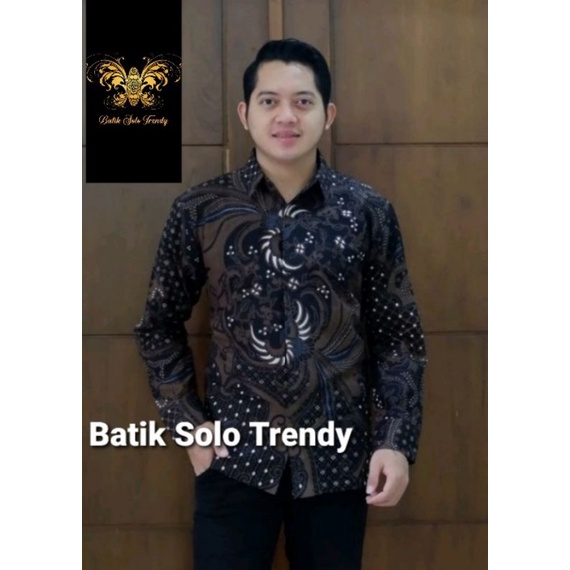 MOTIF MERAK HITAM KEMEJA BATIK PRIA / BAJU BATIK HEM ATASAN LENGAN PANJANG KAIN HALUS MURAH LAPIS FURING